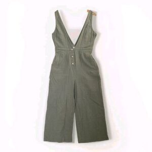Women's‎ Polagram Jumpsuit Green Wide Leg Pockets Casual Beach Chic Minimal Sz M